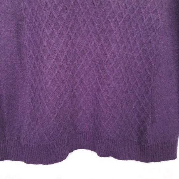 Lark & Ro Cashmere Sweater Womens M Crew Neck Diamond Cable Knit Purple Pullover - Picture 5 of 14